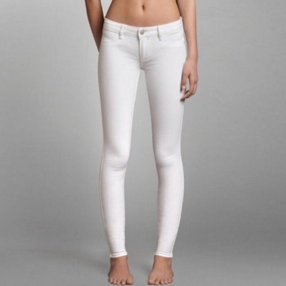 Abercrombie & Fitch Harper Low Rise Jeans Legging White Lyocell size 10 Long - Picture 4 of 8